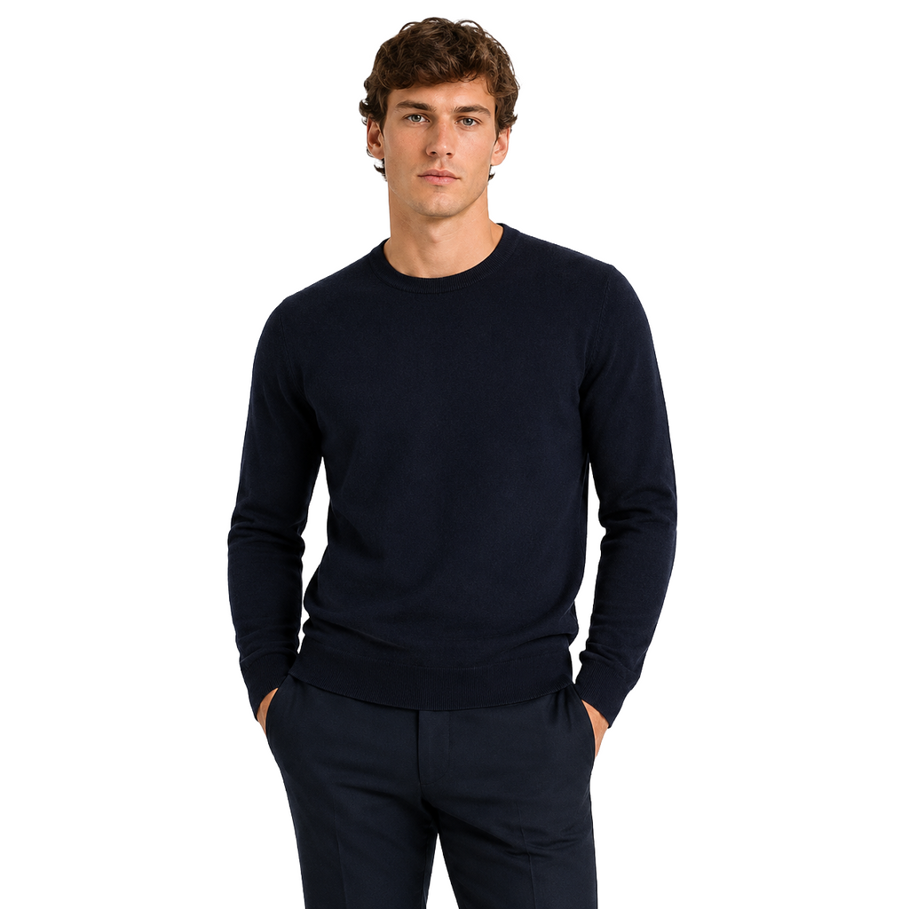 Alpha Studio Man Knit Gircollo Wool Merino Blue