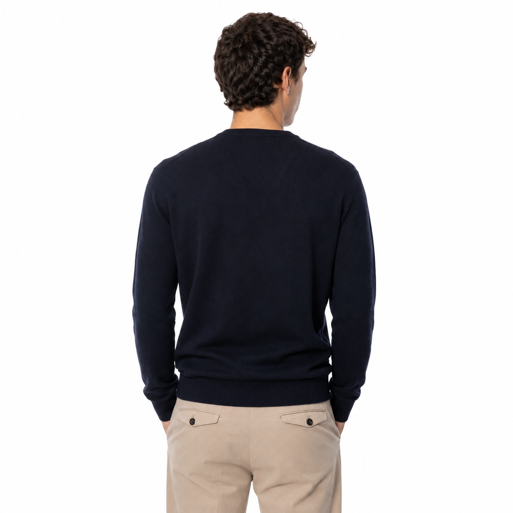 Alpha Studio Man Knit V-Neck Blue