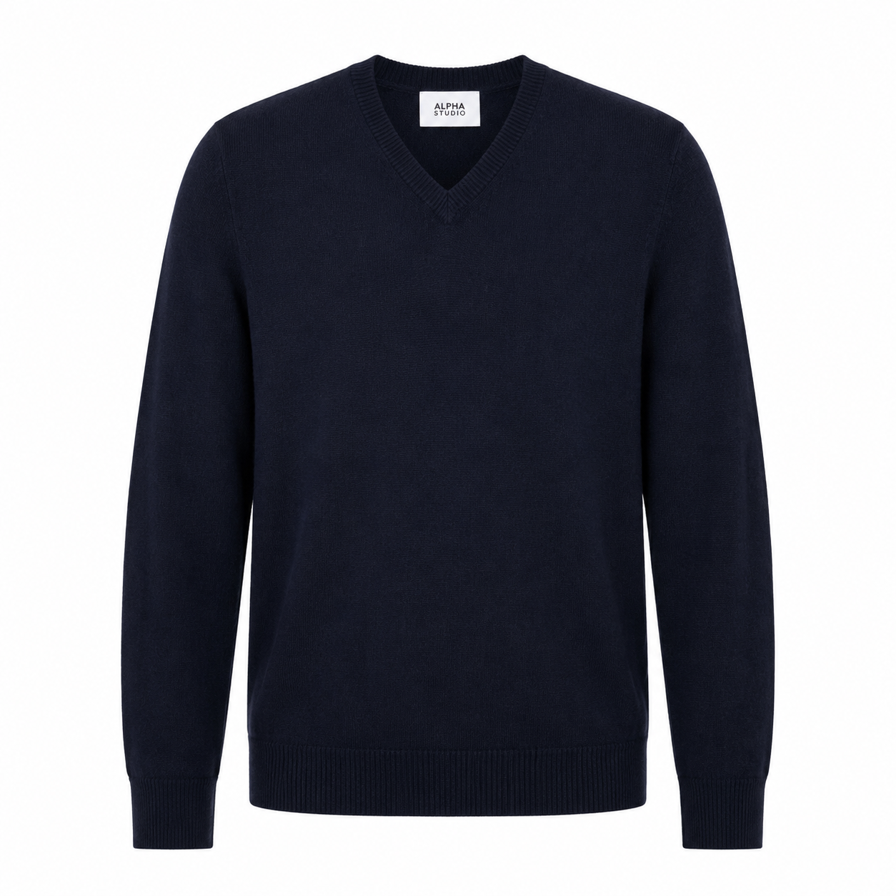 Alpha Studio Man Knit V-Neck Blue