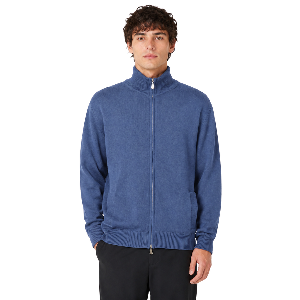 Alpha Studio Man Sweatshirt Zip Light Blue