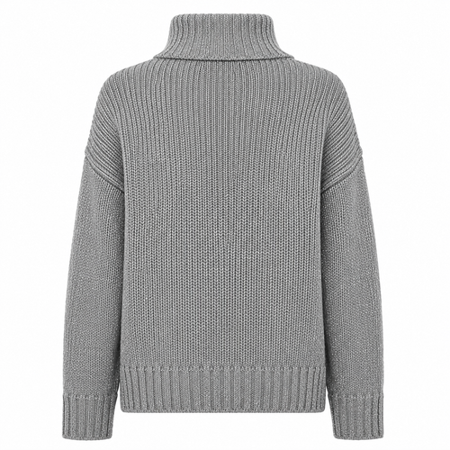 Alpha Studio Woman Neck Piedi Soft Shiny Sweaters Grey