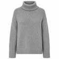 Alpha Studio Woman Neck Piedi Soft Shiny Sweaters Grey