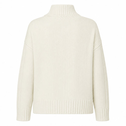Alpha Studio Woman High Neck Coste Mix Sweaters White