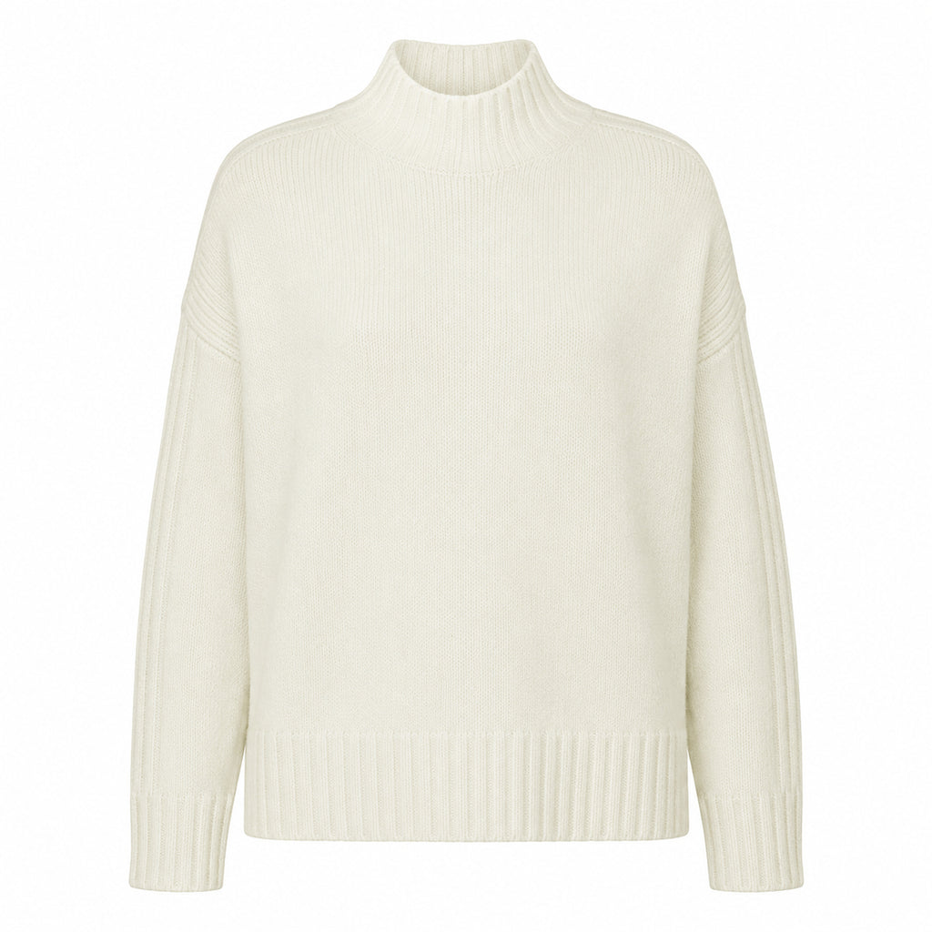Alpha Studio Woman High Neck Coste Mix Sweaters White