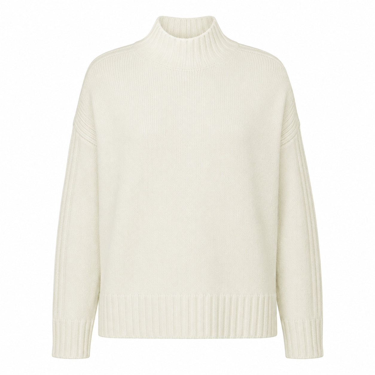 Alpha Studio Woman High Neck Coste Mix Sweaters White