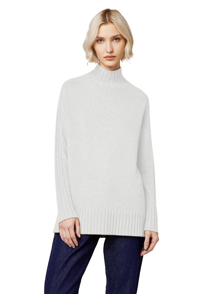 Alpha Studio Woman High Neck Coste Mix Sweaters White