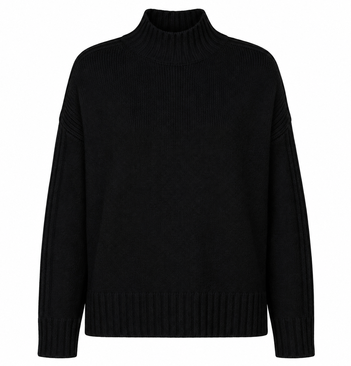 Alpha Studio Woman High Neck Coste Mix Sweaters Black