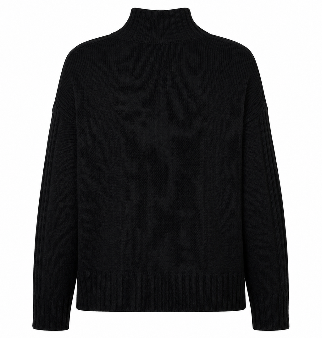 Alpha Studio Woman High Neck Coste Mix Sweaters Black