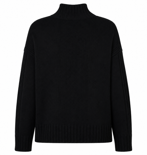 Alpha Studio Woman High Neck Coste Mix Sweaters Black