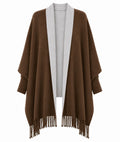 Alpha Studio Woman Stola Frangia Poncho Brown