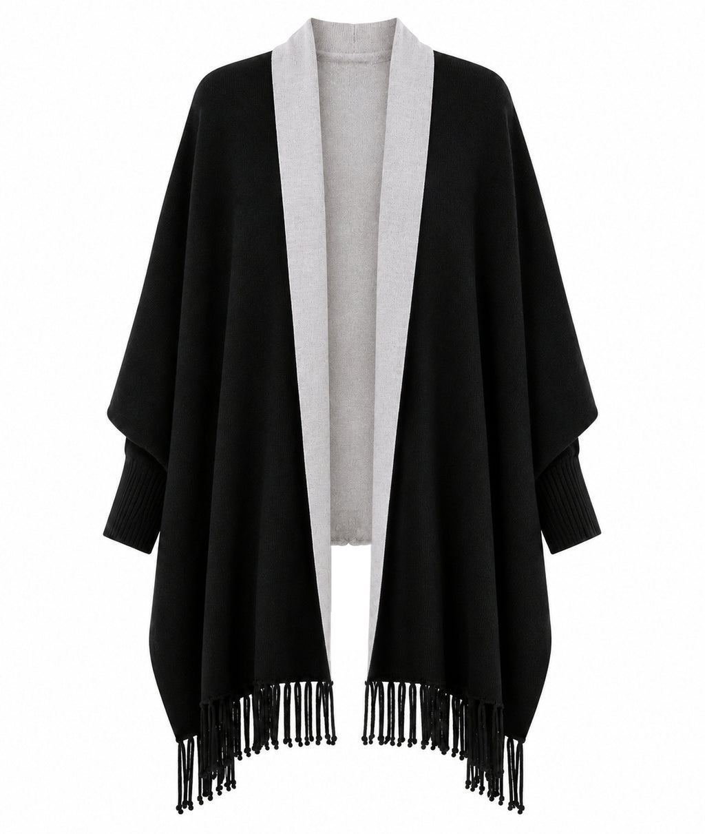 Alpha Studio Woman Stola Frangia Poncho Black