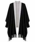 Alpha Studio Woman Stola Frangia Poncho Black