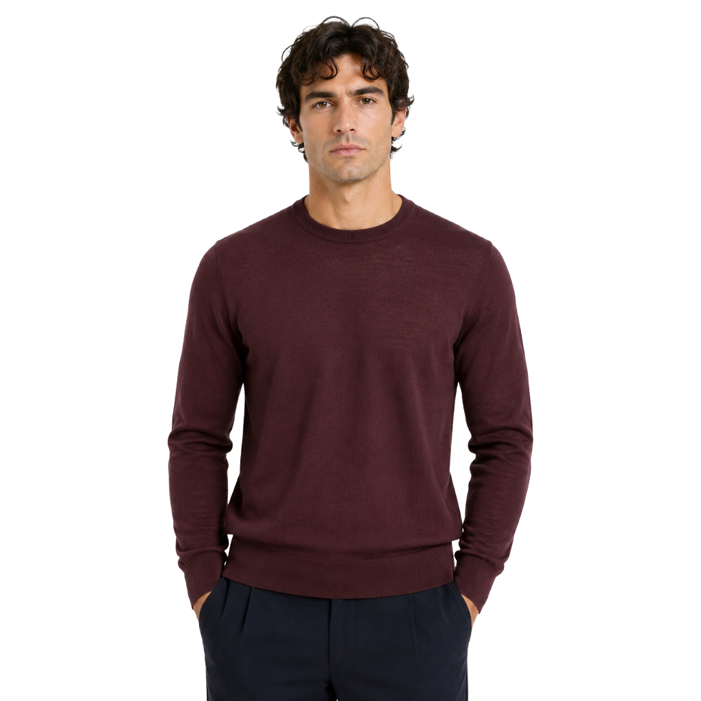 Alpha Studio Man Knit Crew Neck Merinos Red