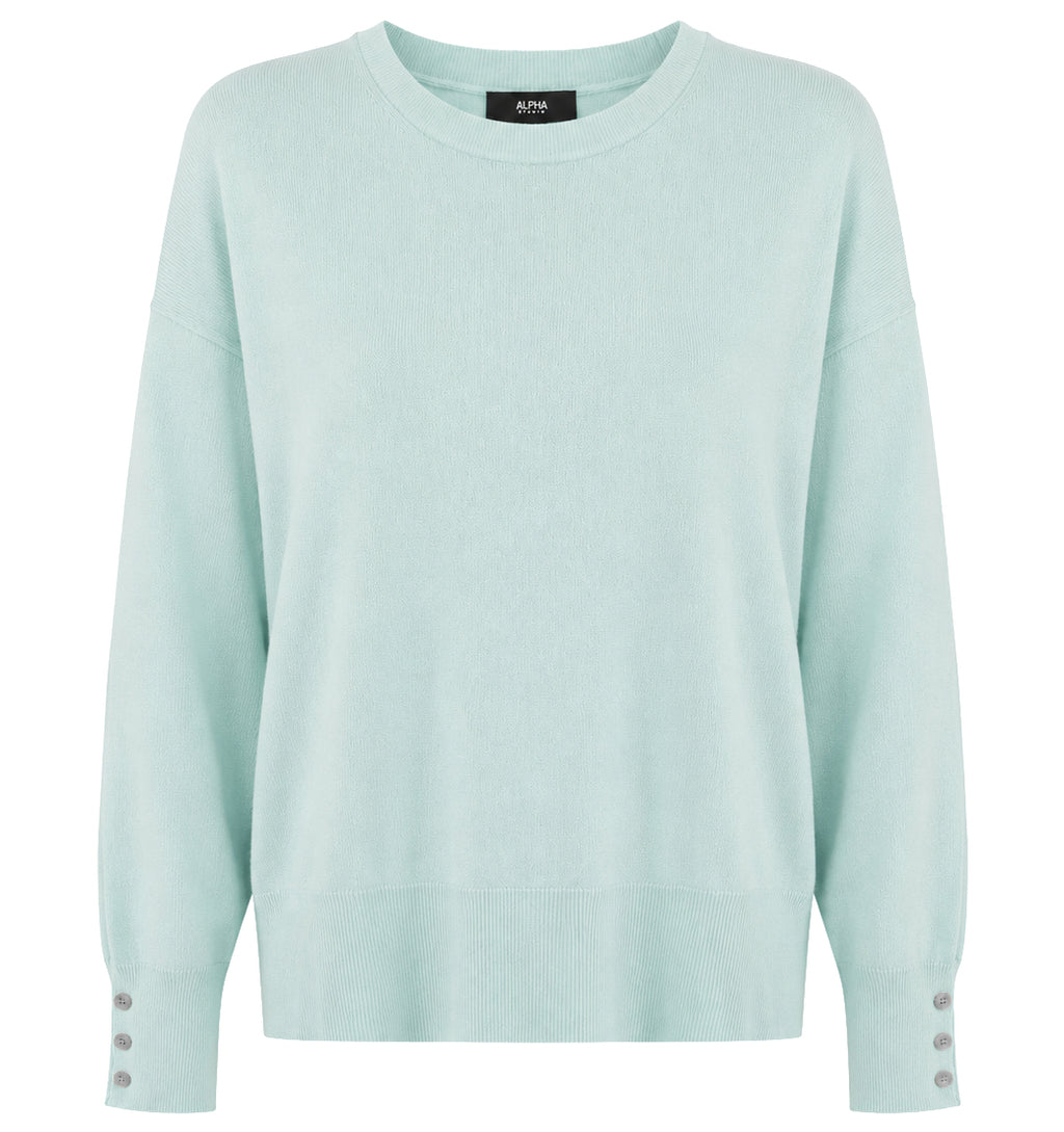 Alpha Studio Woman Crew Neck seta-cashmere Sweaters Green