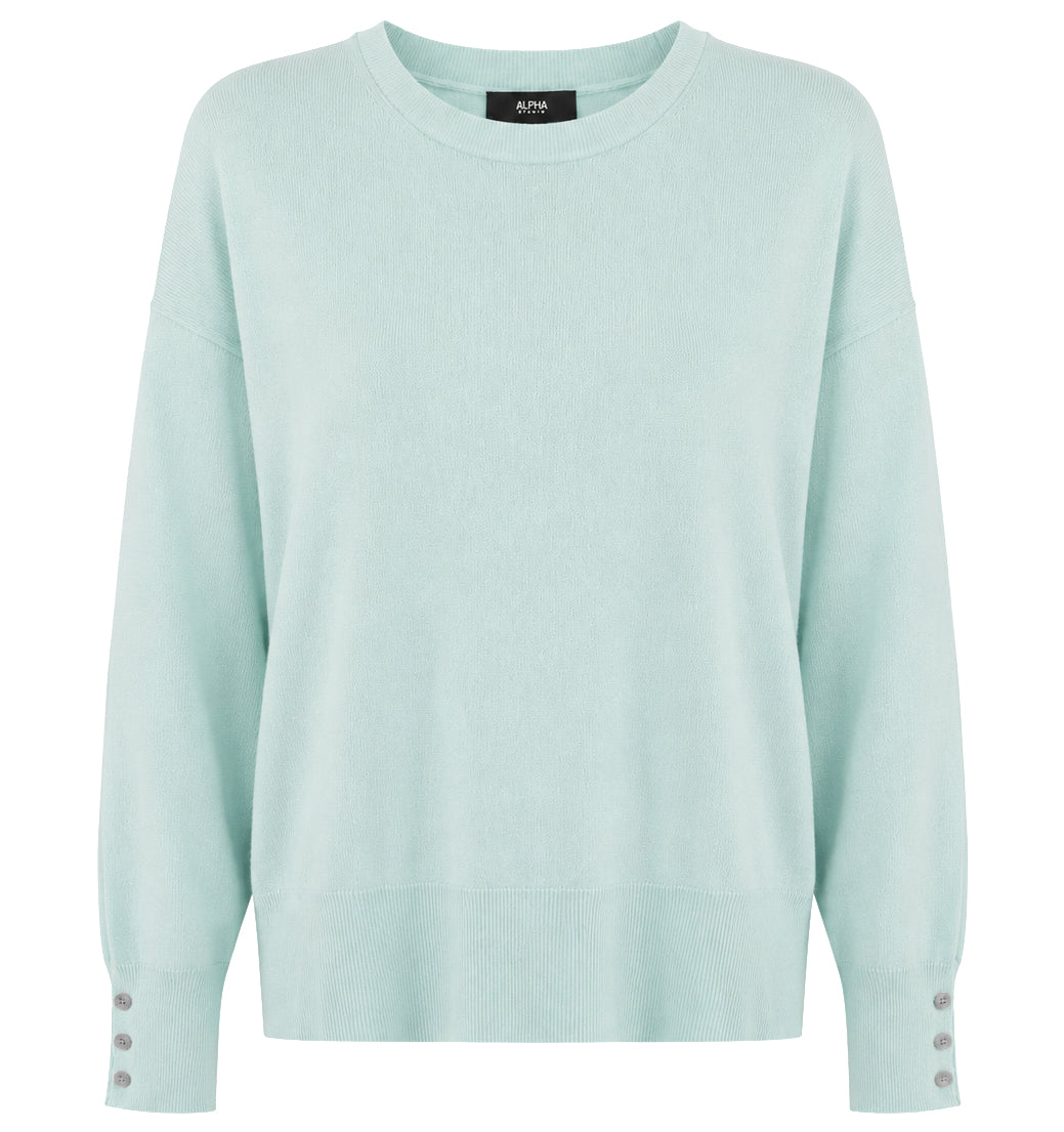 Alpha Studio Woman Crew Neck seta-cashmere Sweaters Green
