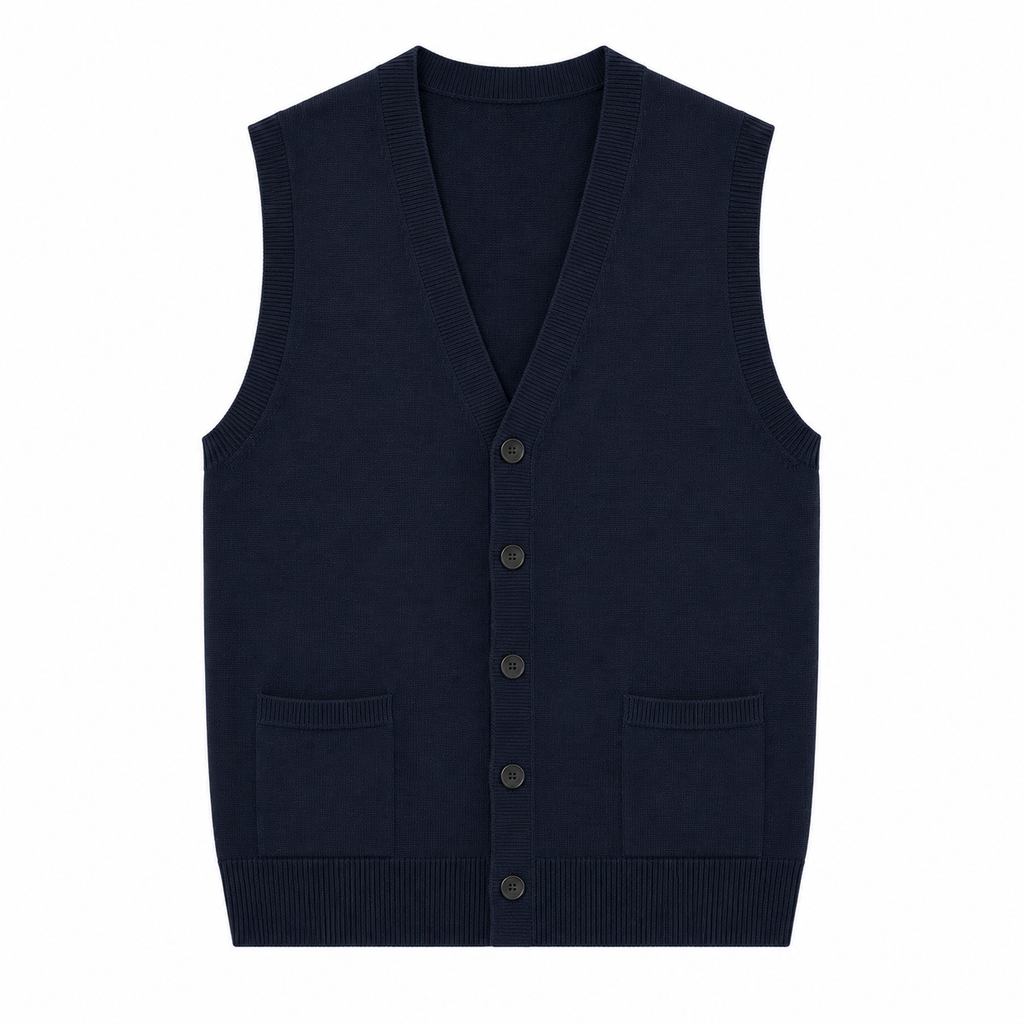 Alpha Studio Man Cardigan Sleeveless Blue