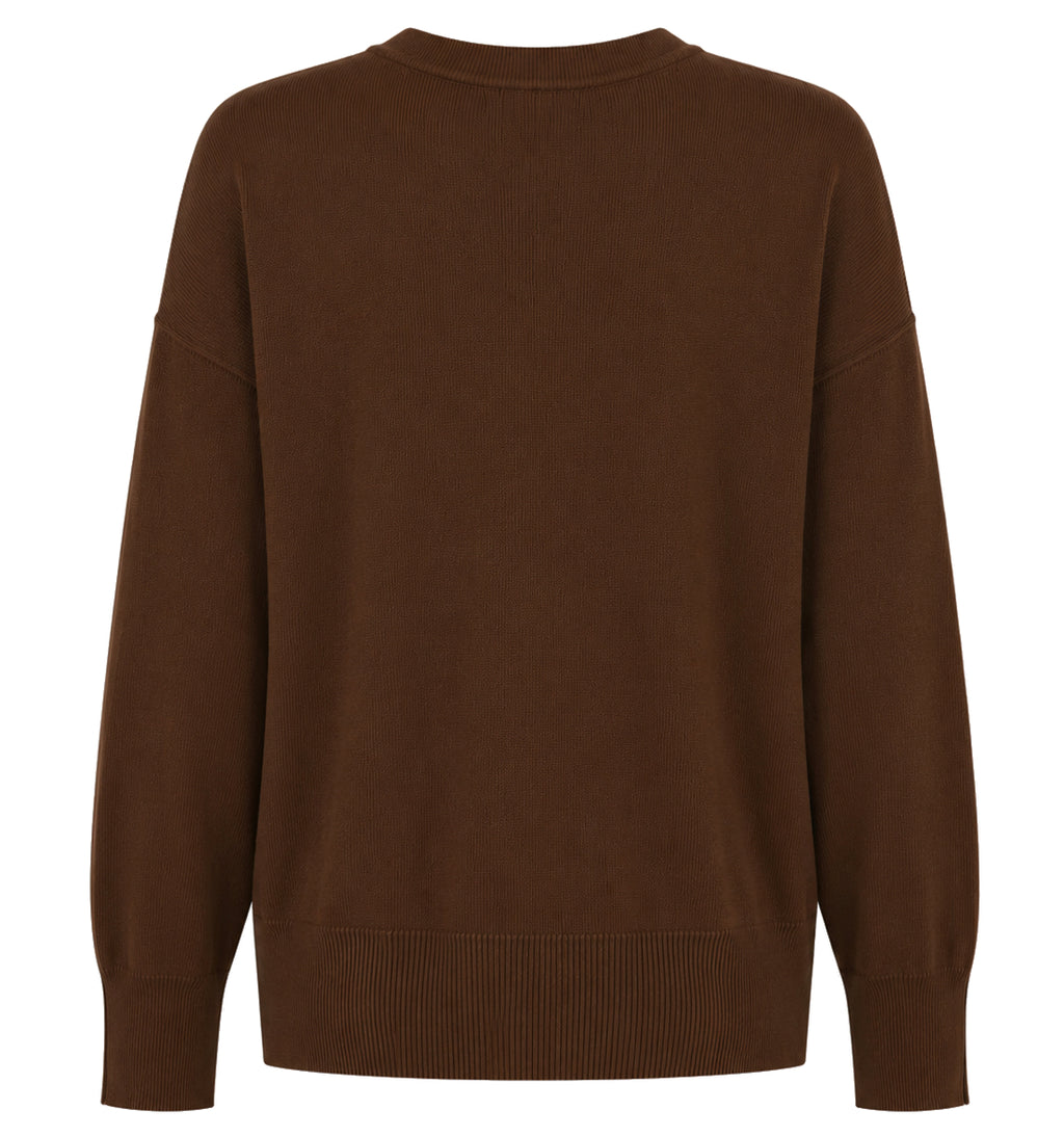 Alpha Studio Woman Crew Neck seta-cashmere Sweaters Brown