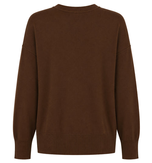 Alpha Studio Woman Crew Neck seta-cashmere Sweaters Brown