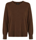 Alpha Studio Woman Crew Neck seta-cashmere Sweaters Brown