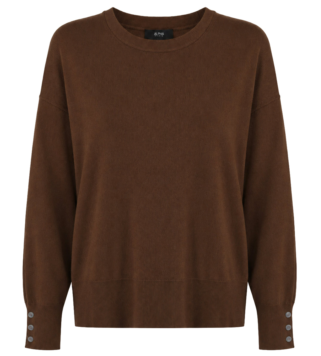 Alpha Studio Woman Crew Neck seta-cashmere Sweaters Brown