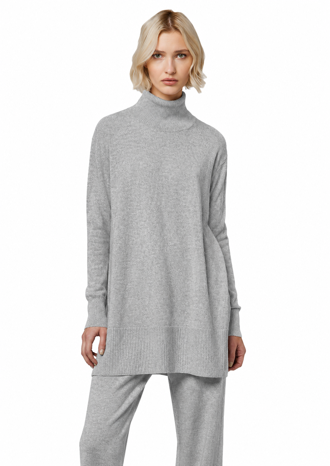 Alpha Studio Woman Turtleneck Mix Shapes Grey
