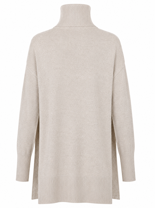 Alpha Studio Woman Turtleneck Mix Shapes Beige