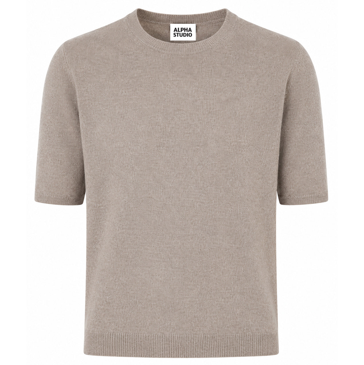 Alpha Studio Woman Crew Neck Gomito Coste Mix Sweaters Beige