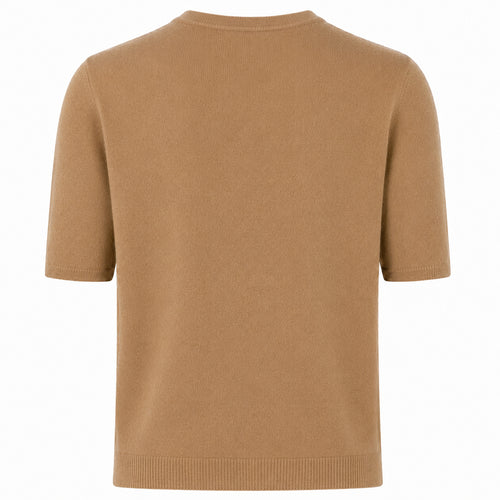 Alpha Studio Woman Crew Neck Gomito Coste Mix Sweaters Camel