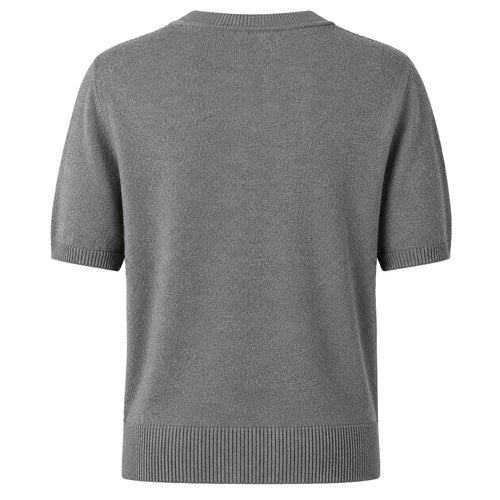 Alpha Studio Damen Rundhals-Pullover Kurz Retro Grau