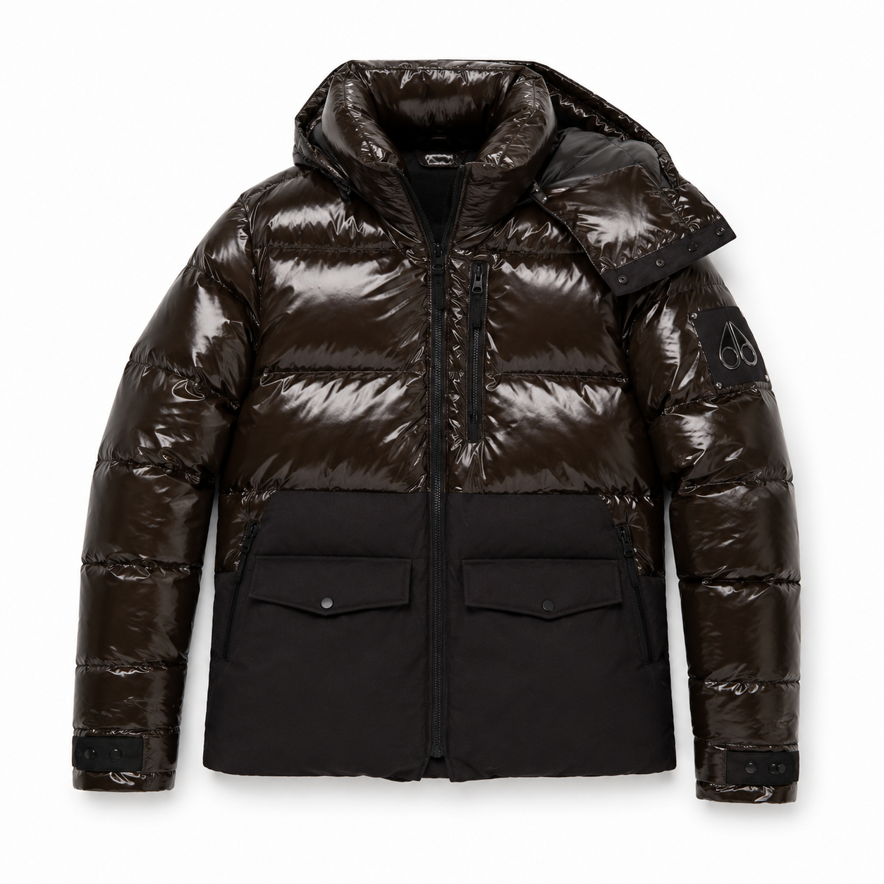 Moose knuckles Man Jacket Padded Glossy Brown