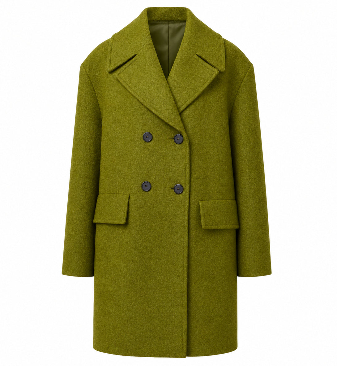 Alpha Studio Woman Coat Double-Breasted Short Wool Green