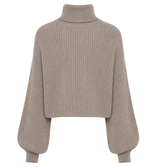 Alpha Studio Damen Rollkragen-Schulterwärmer Gerippt Beige
