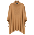 Alpha Studio Woman Mock Neck Zip Poncho Total Look Poncho Camel