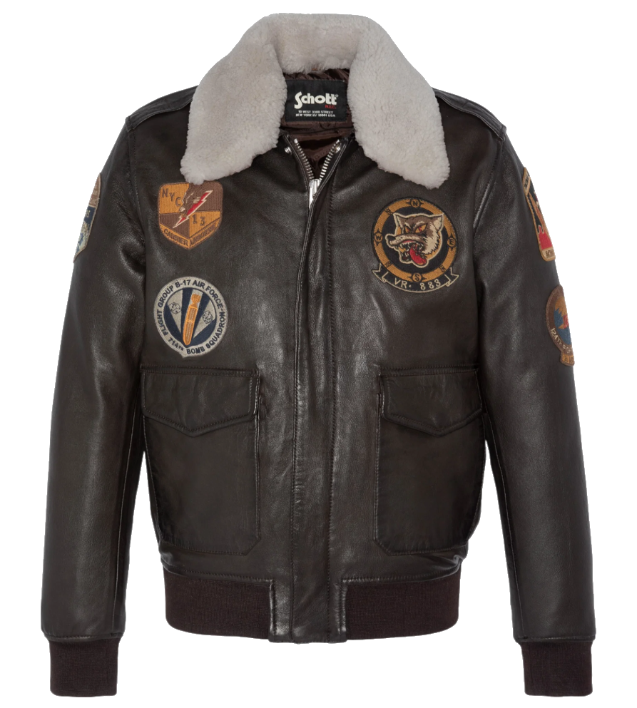 Schott NYC Man Jacket Badge Pilot Brown