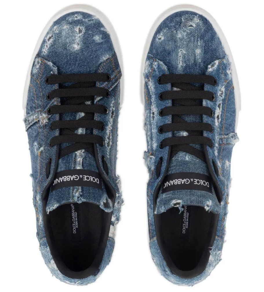Dolce & Gabbana Man Sneakers Patch Denim Blue