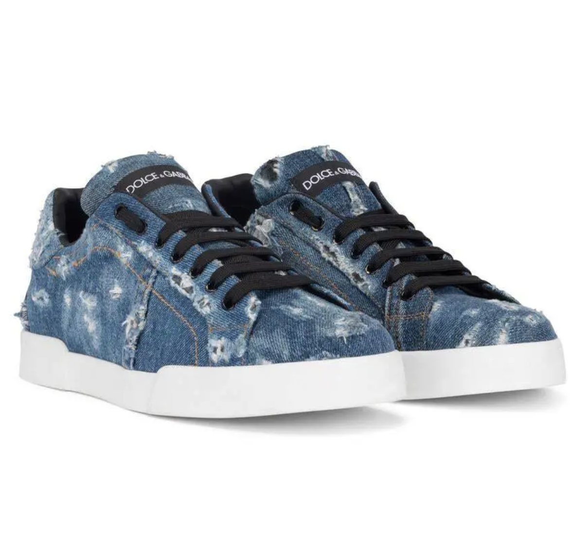 Dolce & Gabbana Man Sneakers Patch Denim Blue