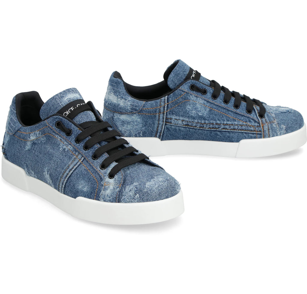 Dolce & Gabbana Man Sneakers Patch Denim Blue