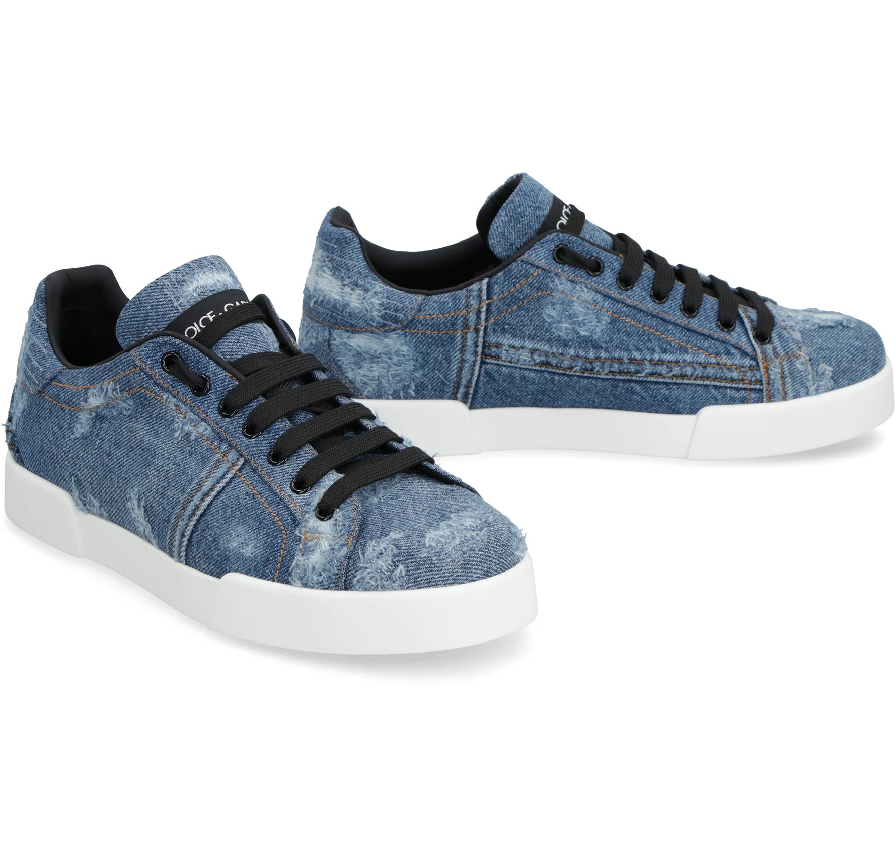 Dolce & Gabbana Man Sneakers Patch Denim Blue