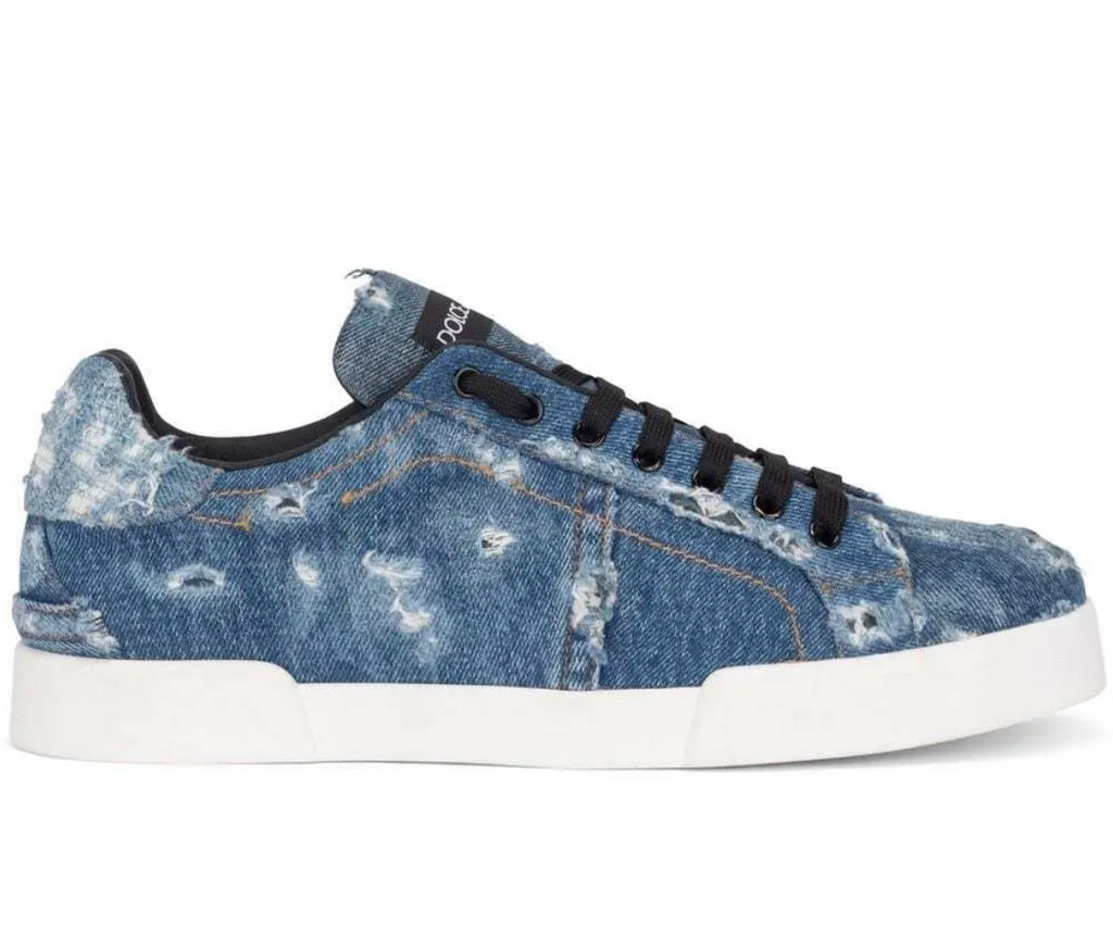 Dolce & Gabbana Man Sneakers Patch Denim Blue