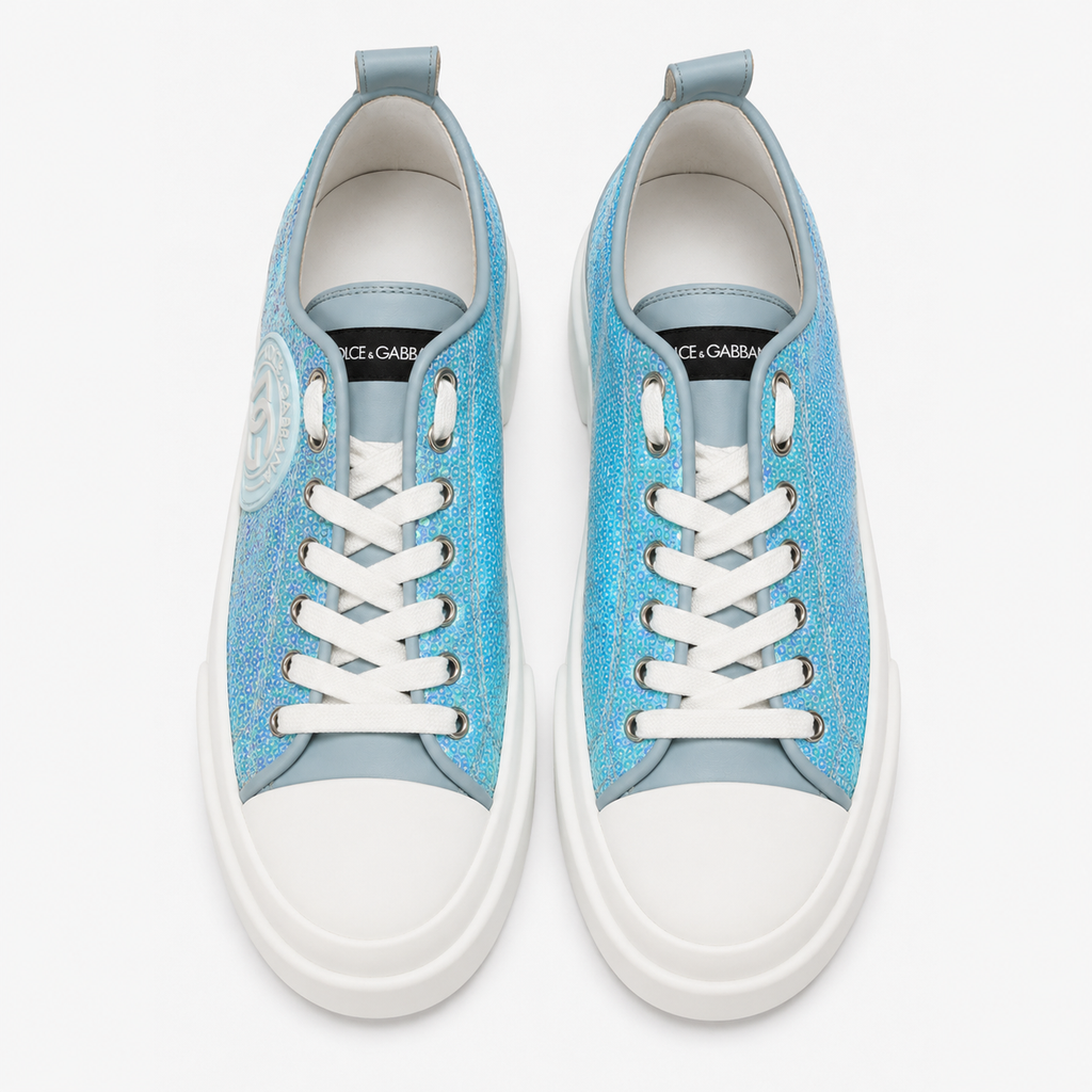 Dolce & Gabbana Woman Sneaker Bassa Sequins Sneakers Light Blue