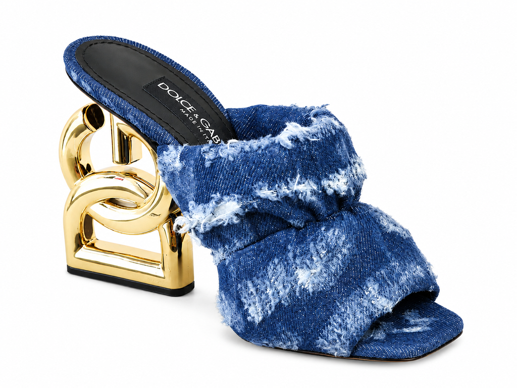Dolce & Gabbana Woman Sandali Denim Heel Sandals Blue