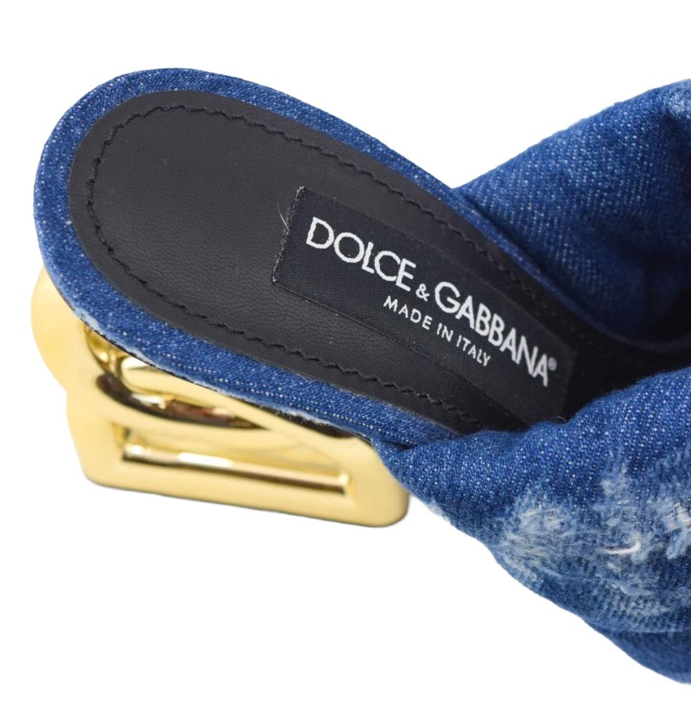 Dolce & Gabbana Woman Sandali Denim Heel Sandals Blue