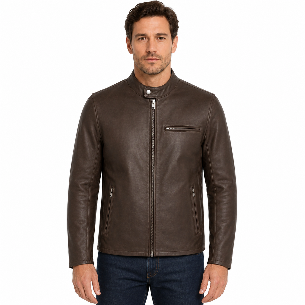 Schott NYC Man Jacket Leather Capra Brown