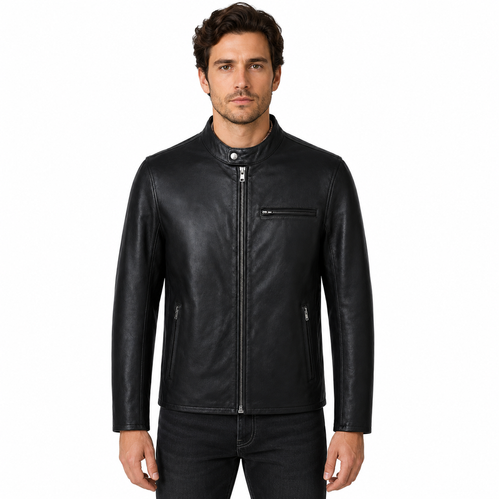 Schott NYC Man Jacket Leather Capra Brown Black
