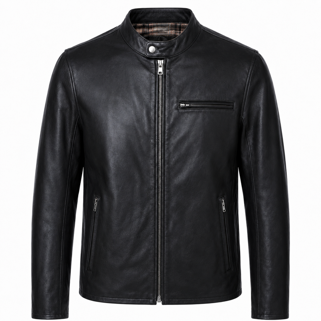 Schott NYC Man Jacket Leather Capra Brown Black