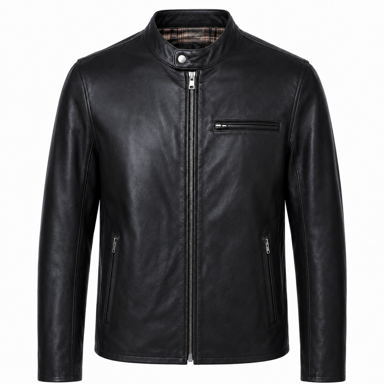 Schott NYC Man Jacket Leather Capra Brown Black