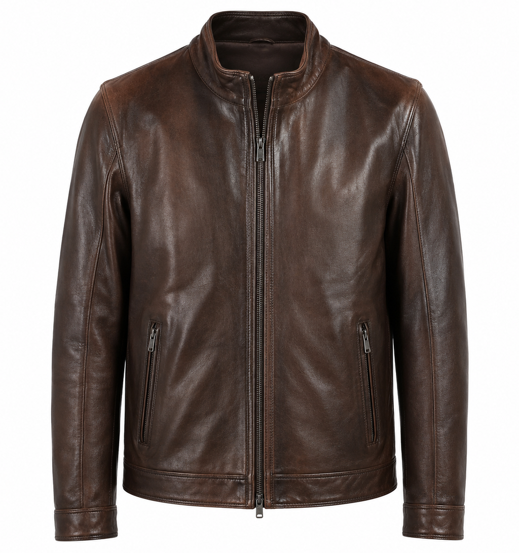 Emilio Romanelli Man Jacket Leather Vitello Brown