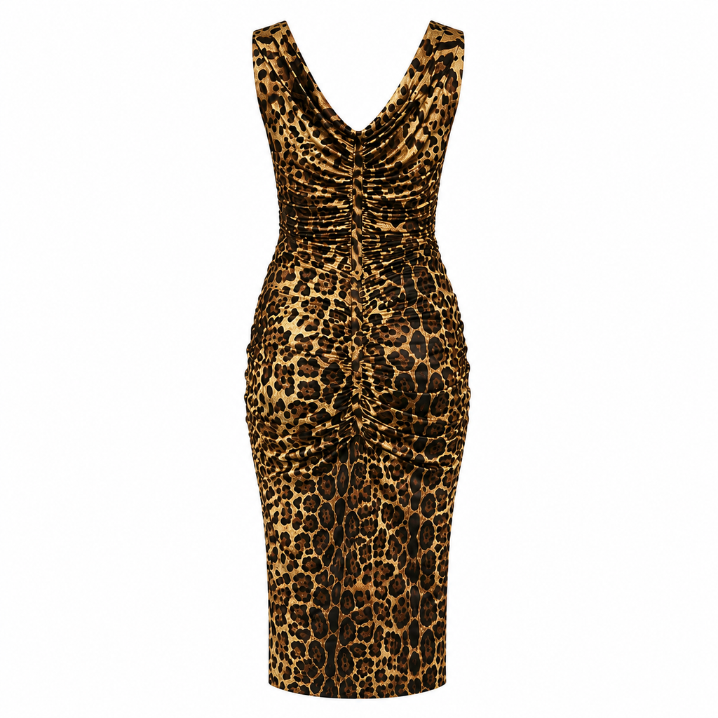 Dolce & Gabbana Woman Dress Leopardato Arricciatura Multicolor