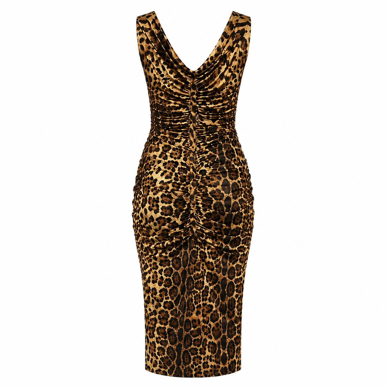 Dolce & Gabbana Woman Dress Leopardato Arricciatura Multicolor
