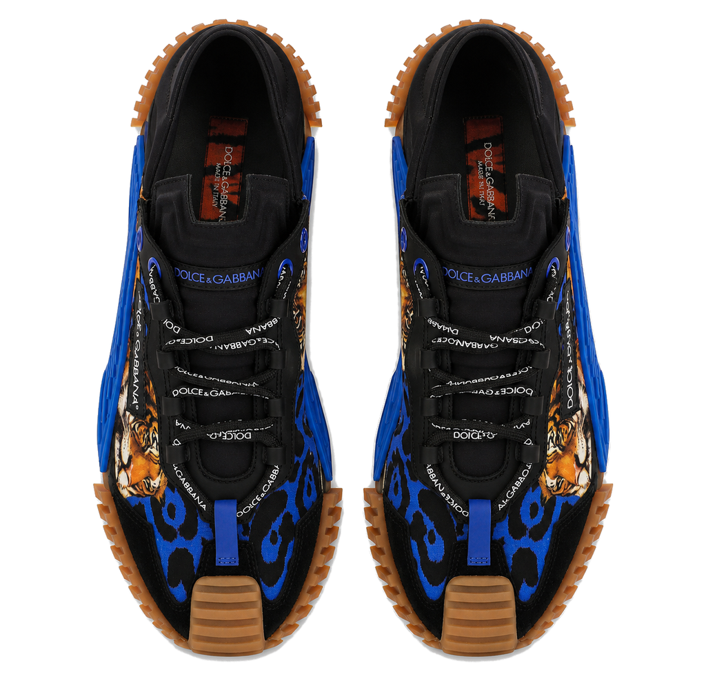 Dolce & Gabbana Man Sneakers Print Tiger Blue
